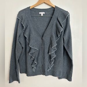 Ruffle Front Long Sleeve V-neck Cardigan Sweater | Lauren Conrad